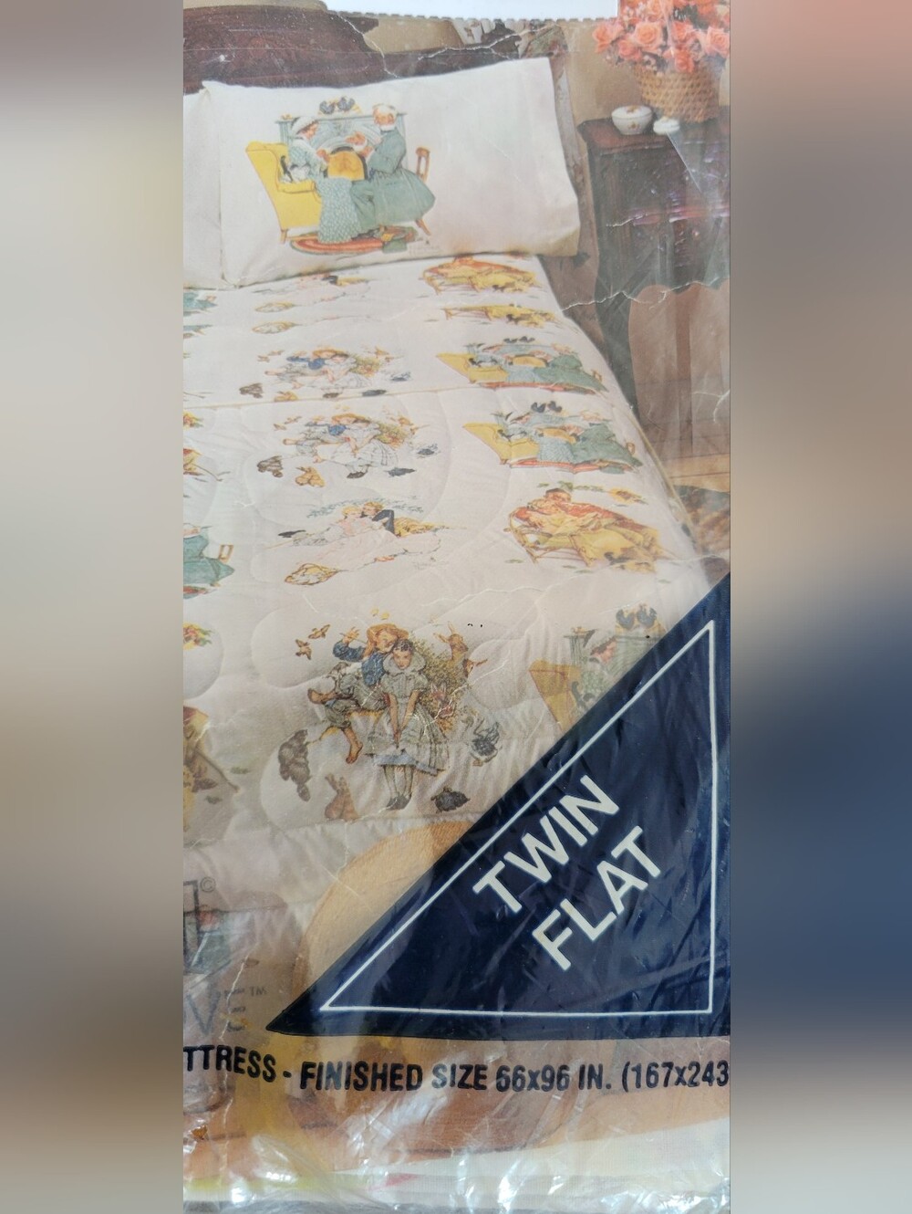 New Norman Rockwell Print Flat Twin Sheet Set Retro Bed Americana